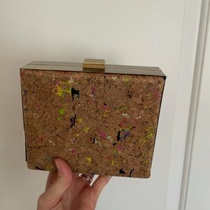 Cork square bag with gold chain
